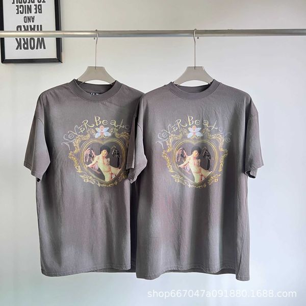 Ya9w New Style T-shirt per uomo e donna Fashion Designer Saint Michael la versione corretta Heart Box Angel Print Viene utilizzato Lavaggio Manica corta High Street Loose Rest