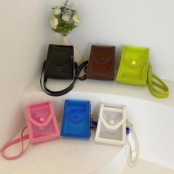 Borse da sera PU plastica trasparente moda quadrata semplice borsa da donna borsa a tracolla borsa da donna a tracolla tinta unita borsa trasparente