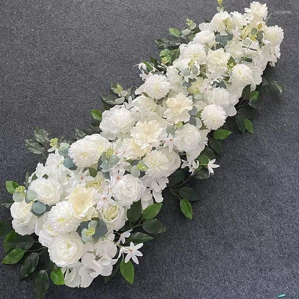 Flores decorativas 100 cm parede artificial decoração de casamento rosa branca personalizada peônias linha de flores românticas faça você mesmo decoração arco pano de fundo