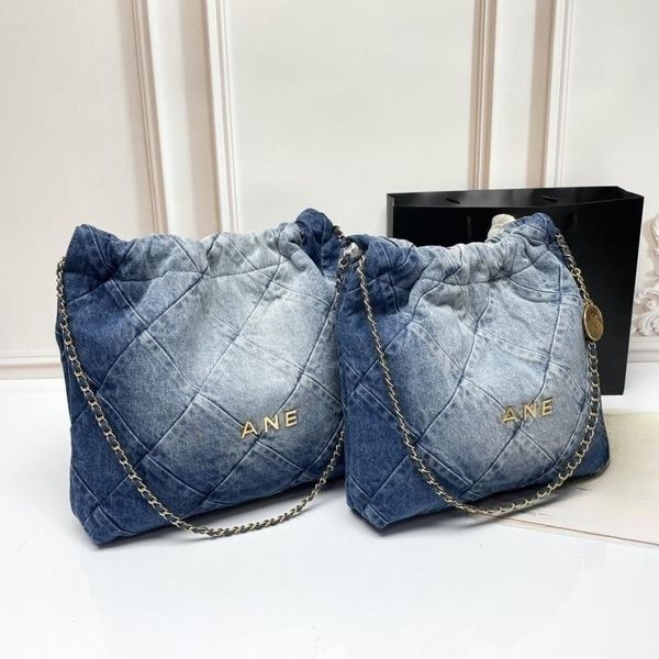 22 Taschen Luxus-Damentasche Umhängetasche Große Kapazität Fashion Denim 2-Größen-Serie Umhängetasche mit kleiner Geldbörse Internet-Promi-Damen-Einkaufstasche