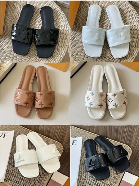 Neue 2023 Französische Luxus-Designer-Damen-Hausschuhe, Designer-Sandalen, lässige Damen-Hausschuhe mit flachem Boden, 1V-Marken-Sandalen, Sommer, Strand, lässige Damen-Marken-Hausschuhe, Lederschuhe