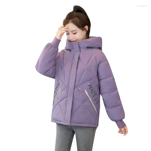 Gabardinas Femininas Roupas Femininas de Inverno Letra Estampada Jaqueta Acolchoada de Algodão para Estudantes Casaco Kawaii Ropa Mujer Invierno Rz