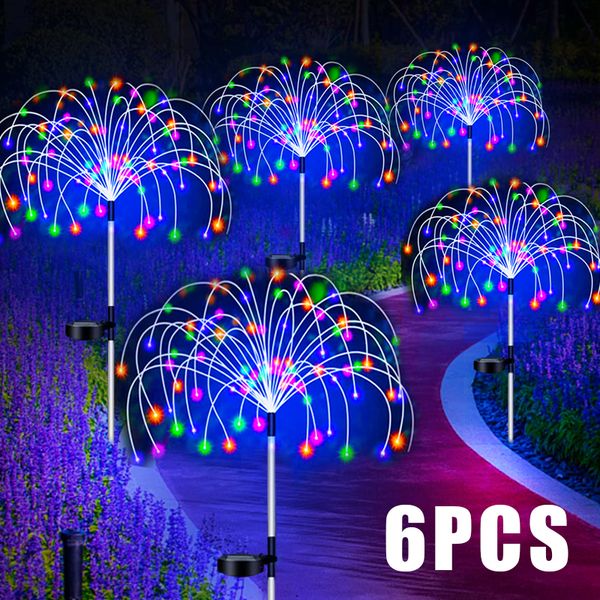 Decorações de jardim Solar Firework LED Luzes de estaca Decoração ao ar livre Pathway Fairy Light À prova d'água Quintal Gramado Pátio Paisagem Lâmpada 230609