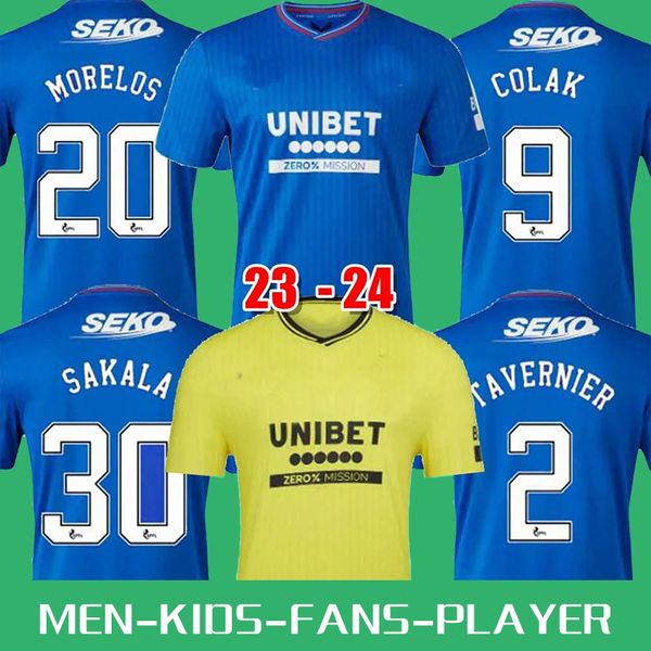 S xxxl 4xl 23 24 Glasgow Rangers Davis Morelos Hagi Maglie da calcio Cantwell Kid Kit 2023 2024 SCHIATTO CALCIO ALL'ALCERE