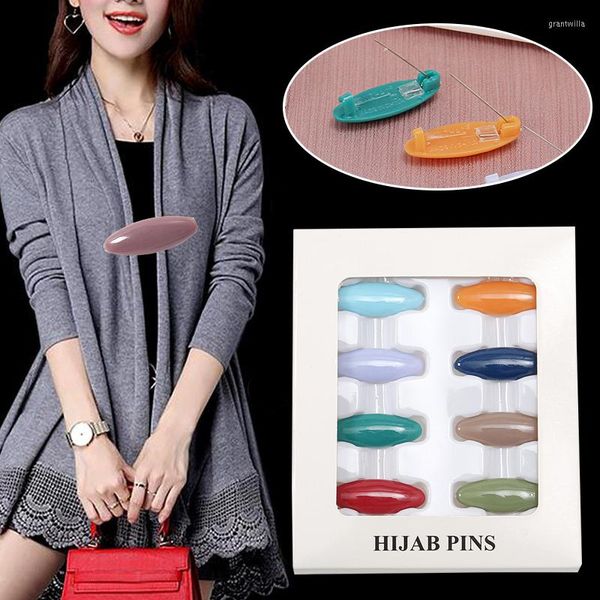 Cachecóis 8 pçs/lote Broche Antiderrapante Lenço de Cabeça Xaile Cachecol Senhora Muçulmana Alfinetes Fixos Hijab Clipes Elegantes Para Mulheres Jóias