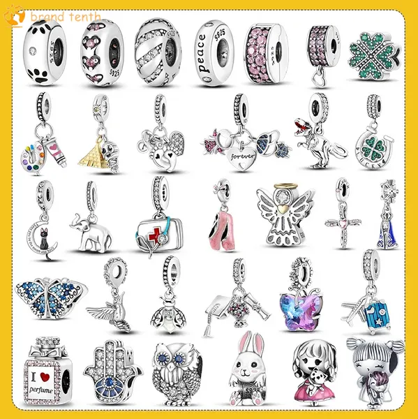 925 Sterling Silber für Pandora-Charms, authentische Perlen-Anhänger, Damen-Armbänder, Perlen, Kaninchen, Mädchen, Parfüms, Charm