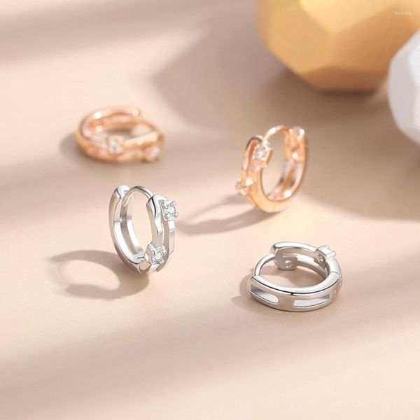 Orecchini a cerchio Scava fuori Zircone Argento sterling 925 Cubic Zirconia Piccoli orecchini a cerchio S925 CZ Orecchini placcati oro rosa bianco