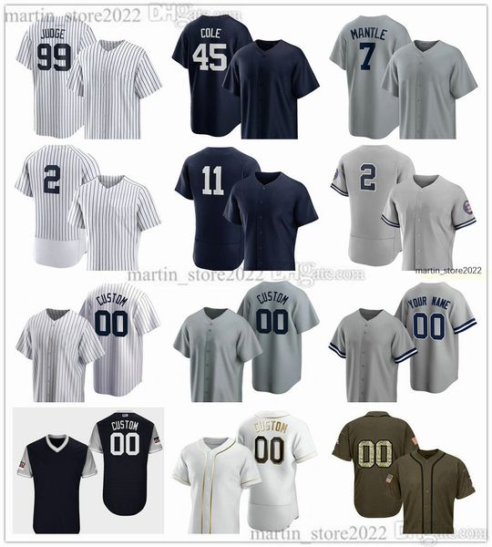 Camisas de beisebol 2023 2 Derek Jeter 7 Manto 3 Babe Ruth 99 Aaron Juiz 11 Anthony Volpe 27 Giancarlo Stanton 45 Gerrit Cole 25 Gleyber Torres 48 Anthony Rizzo Tamanho S-6XL