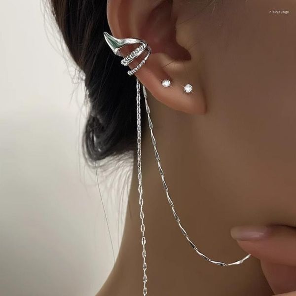 Orecchini posteriori 1 pz Design oro argento colore metallo geometrico nappa irregolare clip a catena per le donne polsino dell'orecchio non forato 2023