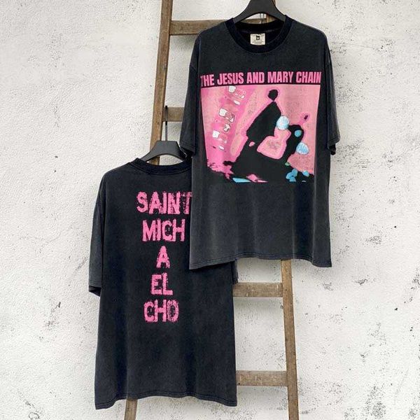 B3bu T-Shirts im neuen Stil für Damen und Herren, Modedesigner Saint Michael Cho, abstraktes Charakter-Fotomuster, altmodisch, Vintage-Stil, kurzärmelig