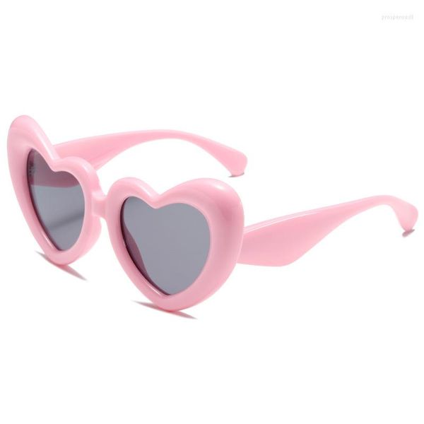 Occhiali da sole arrivo occhiali da sole gonfiabili a forma di cuore rosa caramella da donna occhiali da sole di alta qualità con grande decorazione della cornice