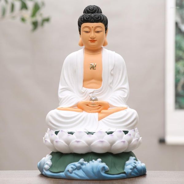 Orologi da parete Cinese placcato oro Sakyamuni Buddha Statue Amitabha Farmacista Resina Plain Coat Home Decor