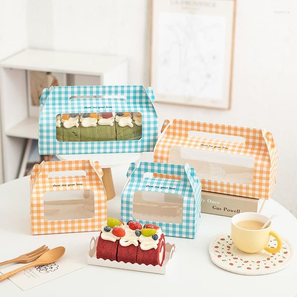 Confezione regalo 10/20 pezzi Scatola per torta da forno e confezione con finestra Swiss Roll Mousse Scatole di carta Imballaggio portatile