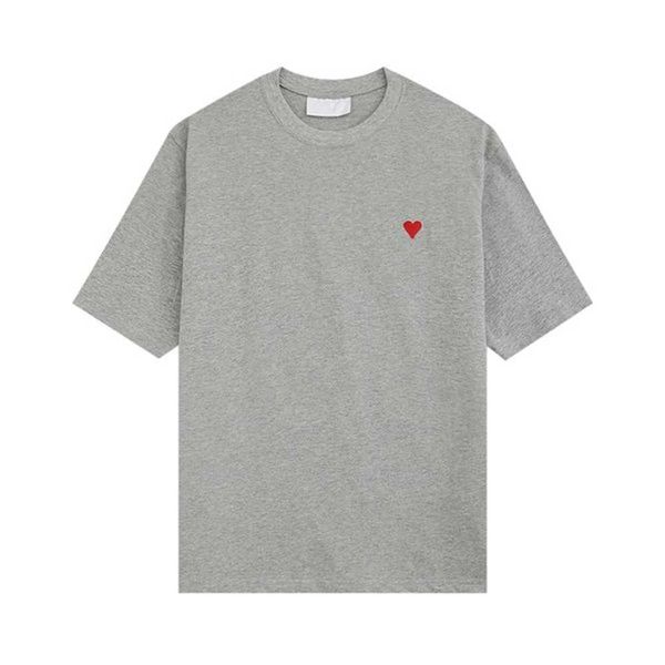 camiseta masculina 2023 primavera-verão nova versão estilo namorado com pequeno coração vermelho bordado no peito manga curta solta e confortável tamanho unissex S ZZIP