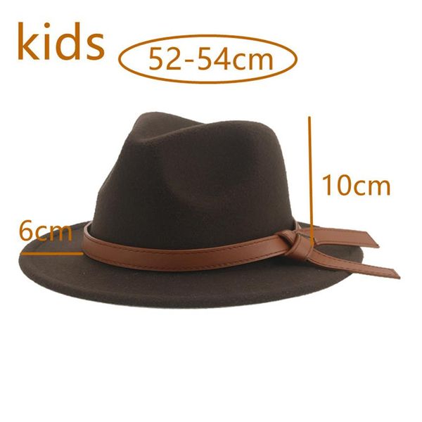 Детские федорас девочки мальчики панамская шляпа для женщин, ребенок ребенок маленький 52 -сантиметровый