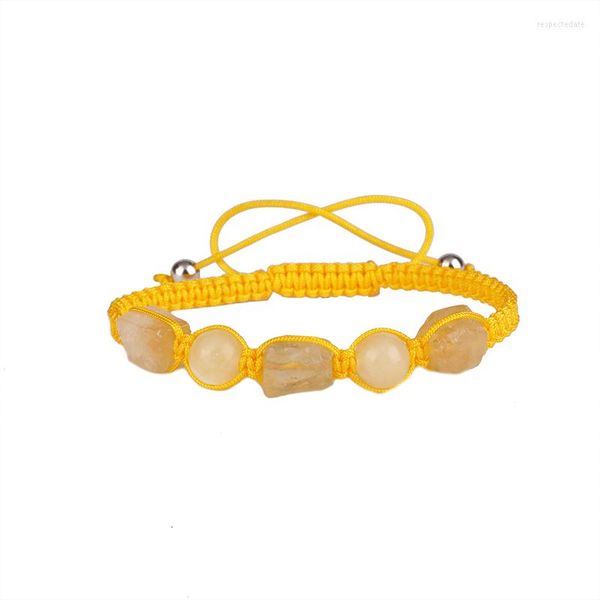 Charm Pulseiras Natural Áspero Claro Amarelo Pálido Translúcido Pedra da Lua Contas de Pedra da Lua Ajustáveis Unissex Nós Feitos à Mão Cordão Macramê