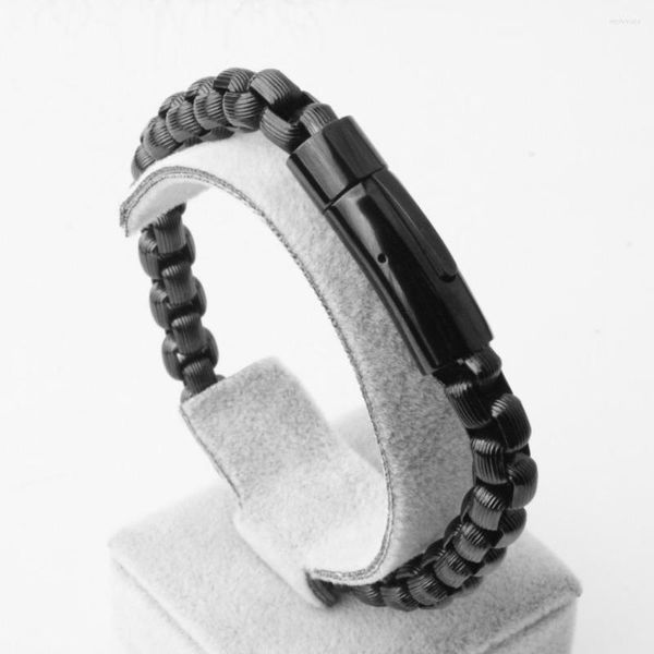 Braccialetti di collegamento 9mm Moda di alta qualità Acciaio inossidabile 316L Colore nero Rolo Box Catena da uomo Bracciale da uomo unisex Gioielli