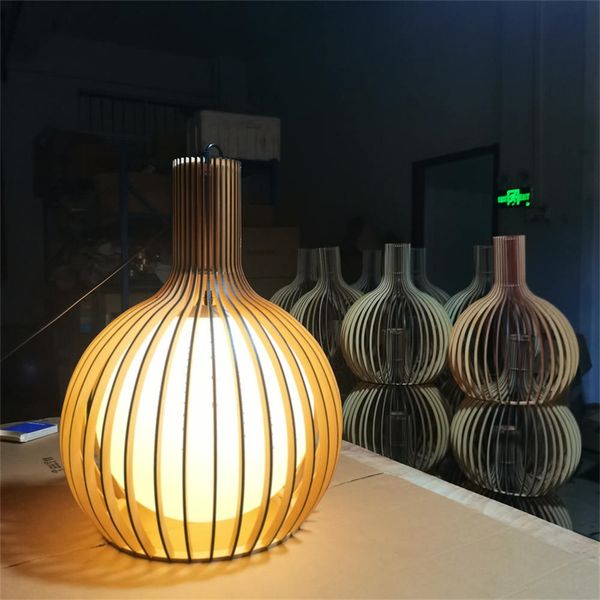 Lustres de gaiola de madeira moderna luz preta bola branca dentro lâmpada de suspensão para sala de jantar decoração luminária dia35cm