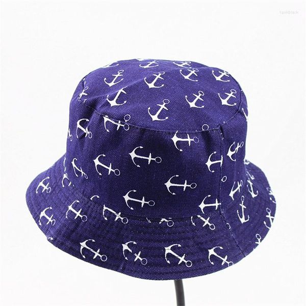 Berretti 2023 Four Seasons Cotton Boat Hook Print Cappello da pescatore Cappello da pescatore da viaggio all'aperto per uomo e donna 492