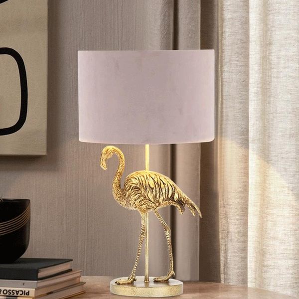 Настольные лампы современное золото фламинго для спальни смола для животных настольные лампы
