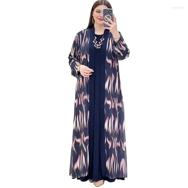 Ethnische Kleidung Muslimische Strickjacke Abaya Elegante afrikanische Kleider für Frauen Dashiki Zwei 2-teiliges Set Damen Traditionelle Feenkleider