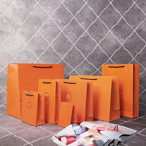 Nova bolsa de presente laranja com cordão H caixa de pano bolsa de exibição moda cinto cachecol bolsa de joias colar pulseira brincos chaveiro pingente embalagem de varejo bolsa