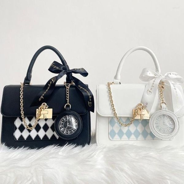 Abendtaschen Xiuya Nette Lolita Party Itabag 2023 Sommer Kawaii Japanische Süße Bogenknoten Handtaschen Für Frauen Weiße PU Leder Messenger Bag