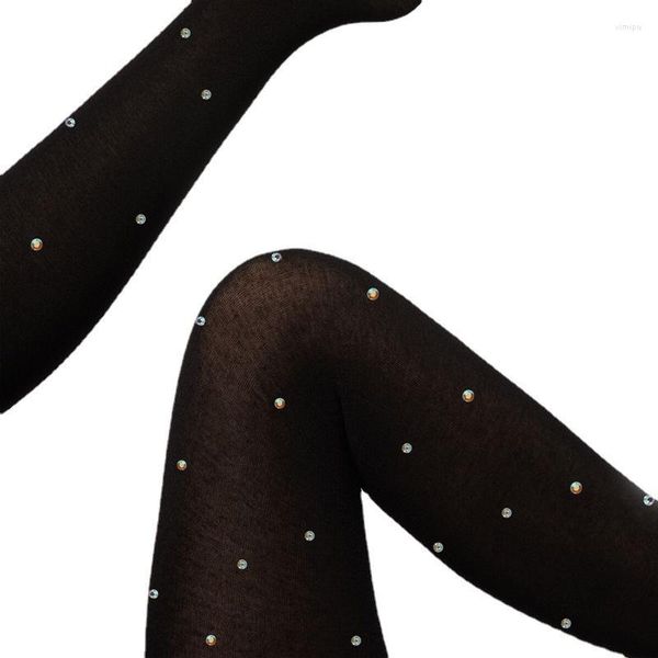 Meias femininas adulto veludo em forma de strass preto no outono e inverno cor onda jacquard cartão com sólido doce japonês