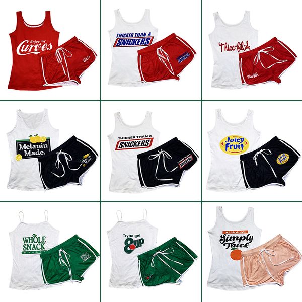 Calças femininas de duas peças Conjuntos de shorts femininos Tank TopShorts Roupas de verão para mulheres Esportes Fitness Plus Size Duas peças Fatos de treino Itens de atacado 230609