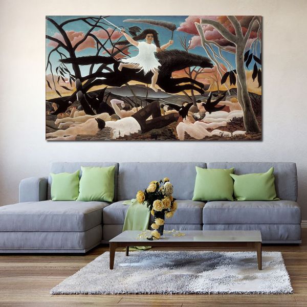 Animal Landscape Canvas Art War o The Ride of Discord Henri Rousseau Pittura post-impressionista fatta a mano