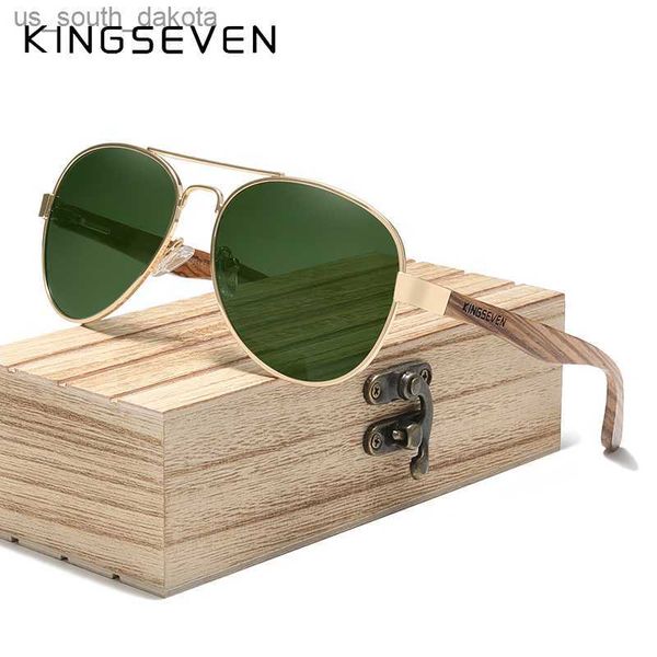 KINGSEVEN Hohe Qualität Natürliche Zebra Holz Tempel + Legierung Rahmen Männer Sonnenbrille Frauen UV400 Sonnenbrille HD Polarisierte Linse Brillen L230523