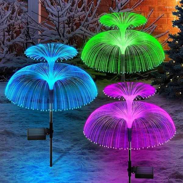 Pack Solar Quallen Licht 7 Farben Garten Lichter LED Fiber Optic Outdoor Wasserdichte Dekor Lampe Für Rasen Terrasse