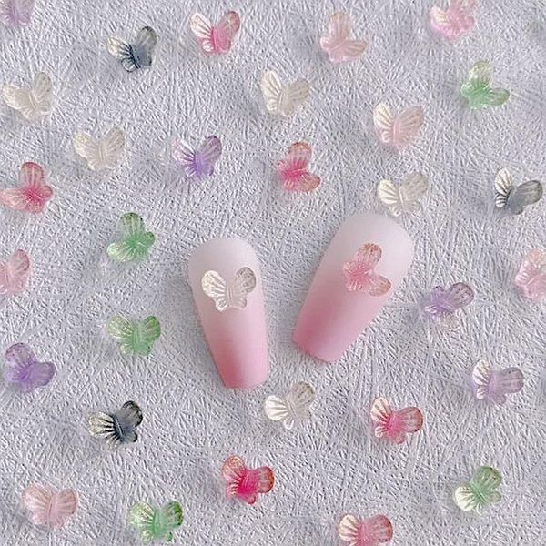 Nail Art Dekorationen 30PCS schimmernde Harz Schmetterling Charms Kawaii Zubehör Dekoration Design liefert Materialien Maniküre Dekor Teile