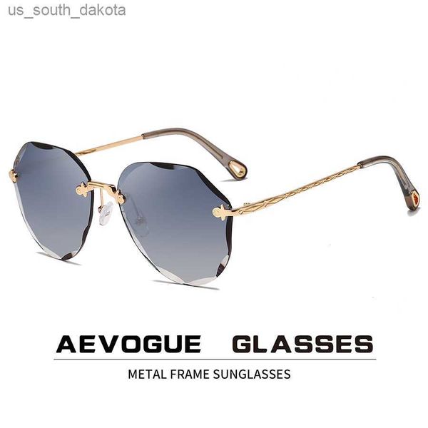 Óculos de sol AEVOGUE para senhoras sem aro Lente de corte de diamante Marca Designer Ocean Shades Óculos de sol vintage AE0637 L230523