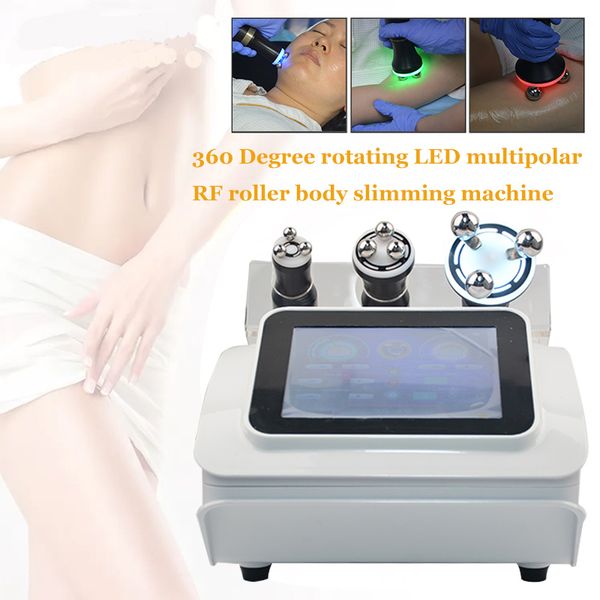 Uso de salão Rolo de radiofrequência de 360 graus Remove rugas Aperta a pele LED Redução de gordura Corpo Emagrecedor Máquina RF Vermelho Azul Verde