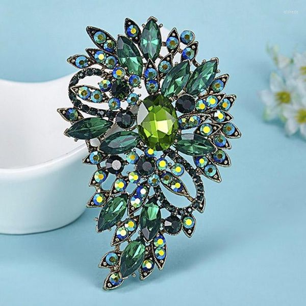 Broschen, bunte Blumen-Brosche, Hochzeit, Brautschmuck, Party-Geschenke, Strass-Broschen, Vintage-Weihnachtsnadelbroschen