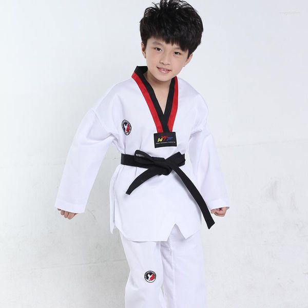 Abbigliamento da palcoscenico Maniche lunghe bianche Abbigliamento Kimono da judo per bambini Abbigliamento da competizione per bambini Karate Costumi da esibizione Ragazzi Ragazze Abiti da taekwondo