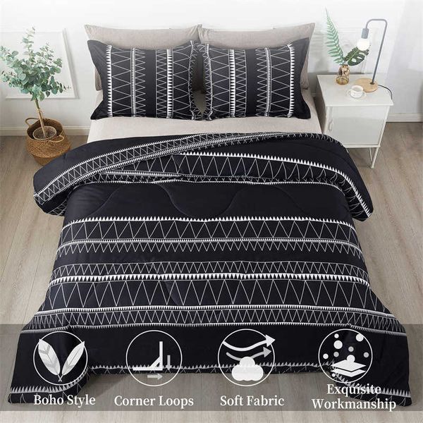 Conjuntos de cama 23 pçs conjuntos de capa de cama acolchoada com capa de tecido macio laços de canto conjuntos de cama estilo boho conjunto de colcha de cama têxtil para casa z0612