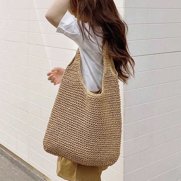 Bolsa Totes Overlarge Tecida de Palha Tote Boho Bolsas de Ombro Grandes para Mulheres Bolsa de Praia de Verão Bolsas de Mão Boêmias de Bali Designer de Luxo Comprador