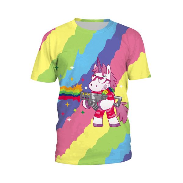 Sommer T-Shirt Farbe Einhorn Kleidung T-Shirt