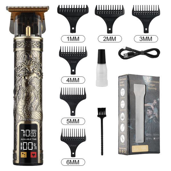 Tagliacapelli T9 LCD Parrucchiere elettrico Olio Testina da barba Pusher Carving Clipper Precision for Men Care 230612