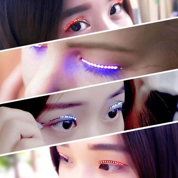 Luz LED Cílios Postiços Cílios Longos Maquiagem Cílios Postiços Preto Nautral Handmade Eye Lashes Extension Party Bar Halloween Pestanas Postizas LED