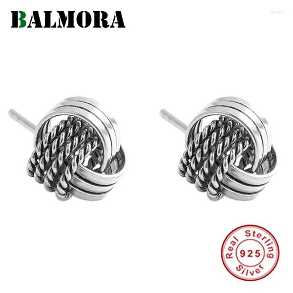 Orecchini a bottone BALMORA Real 925 Sterling Silver Yarn Ball Per donna Uomo Coppia regalo Gioielli eleganti Moda etnica