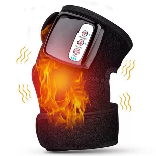 Massageador de joelho aquecido com vibrador infravermelho distante portátil para tratamento de artrite para alívio da dor