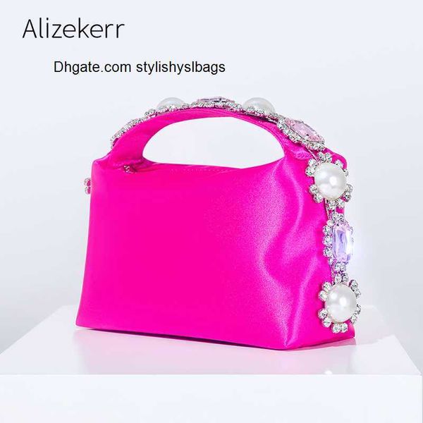 Sacos de festa chiques com strass, pérola, cetim, com penas, bolsas femininas de designer de luxo, macias, bolsas quadradas e bolsas para festa de casamento