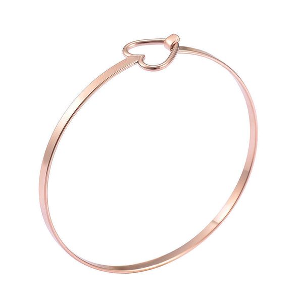 Charm Bilezikler IJB0288 Açılabilir Kuff Bangle Kadınlar için Never Solma Paslanmaz Çelik Genişletilebilir Kalp Charm Bilezik Ayarlanabilir Bileklik Z0612