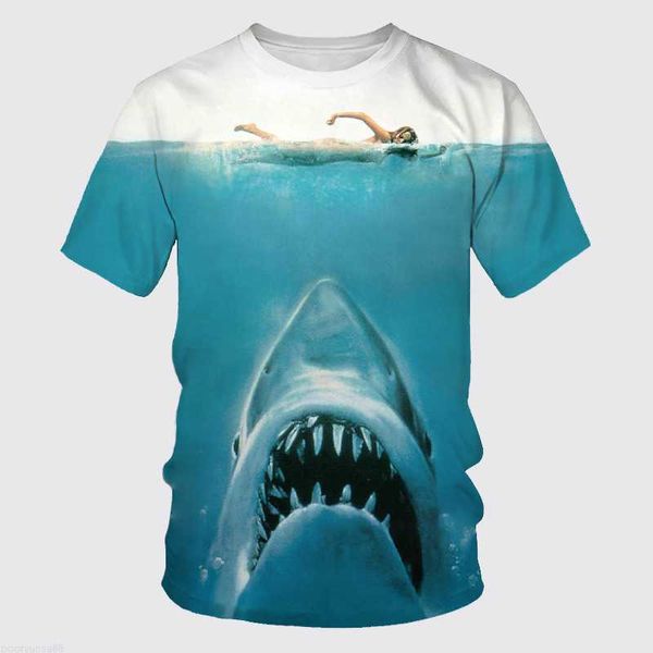 Felpe con cappuccio da uomo Felpe Graphic Tee T-shirt da uomo con squalo per uomo Abbigliamento Graphic 3D Full Print Summer Top Manica corta Moda Casual T-shirt