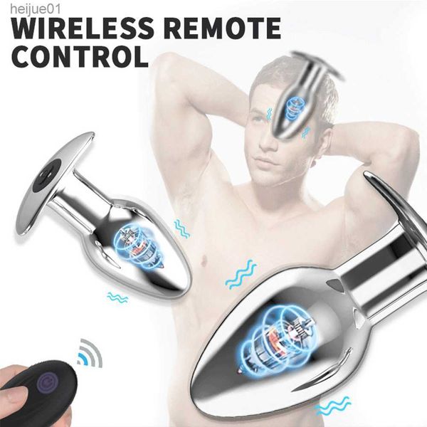 Carregamento USB S/M/L Metal Butt Plug Anal Vibrator Wireless Remote Control Prostate Massager Adult 18 Sexy Sex Toys for Men Womans L230518
