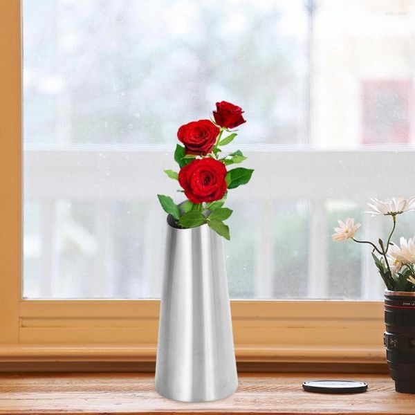 Vasos Grande vaso para plantas flor de aço inoxidável leve luxo rosa tulipa arranjo armazenamento