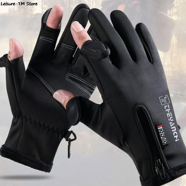 Fahrradhandschuhe Winter Angeln 2 Finger Flip Wasserdicht Winddicht Angeln 230614